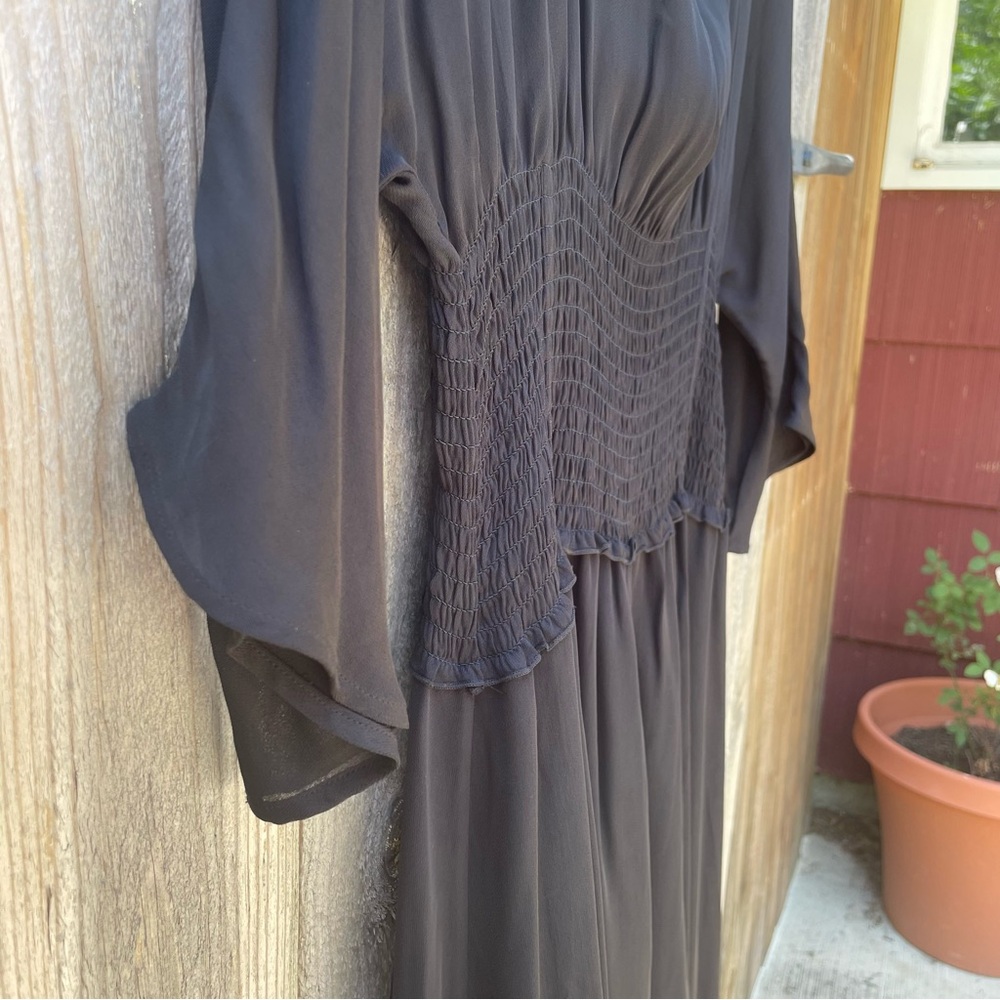 Cinched Waist Whimsigoth Midi Black Dress Keyhole Back